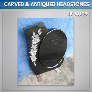 Black Oval Rose Headstone and monuments